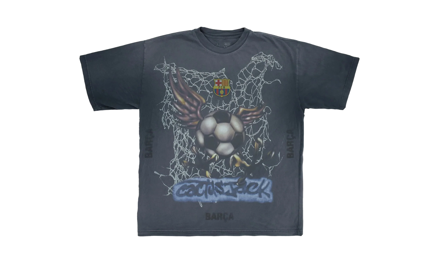 FC Barcelona Washed Spray Logo Tee "Cactus Jack - Washed Black"